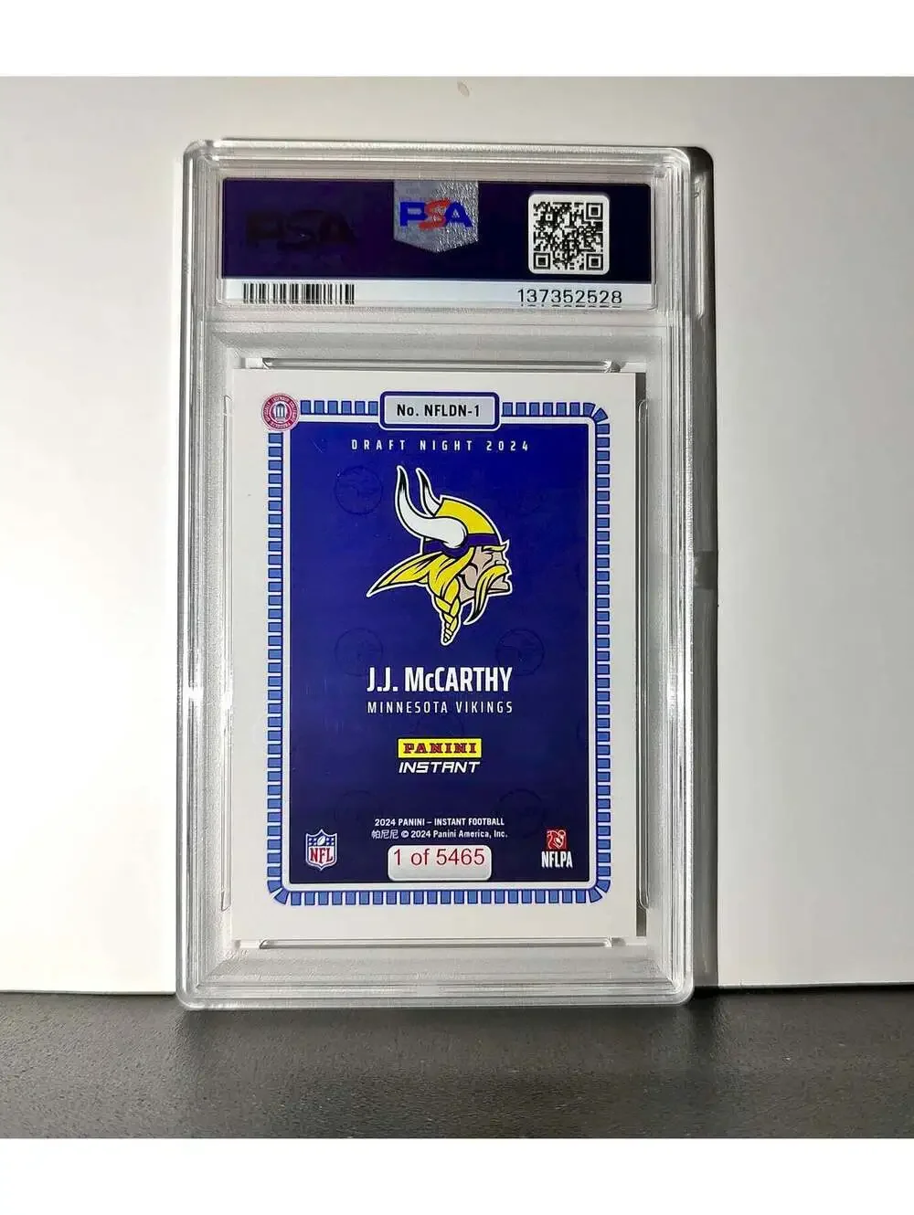 J.J. McCarthy 2023 Panini Instant Draft Night #NFLDN-1 PSA 9 Mint